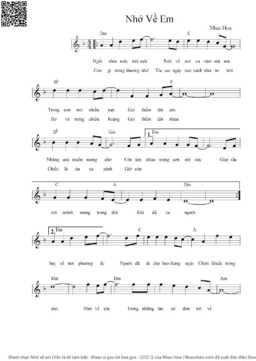 Nhớ về em (Vẫn là lời tạm biệt - Waan si gou bit baa jyut - 还是告别吧 粤)