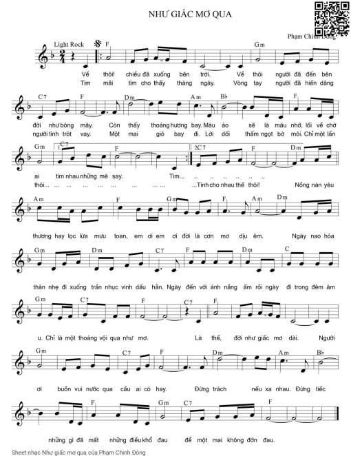 Sheet nhạc PDF bài Như giấc mơ qua