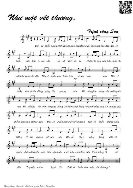 Sheet nhạc PDF bài Như một vết thương