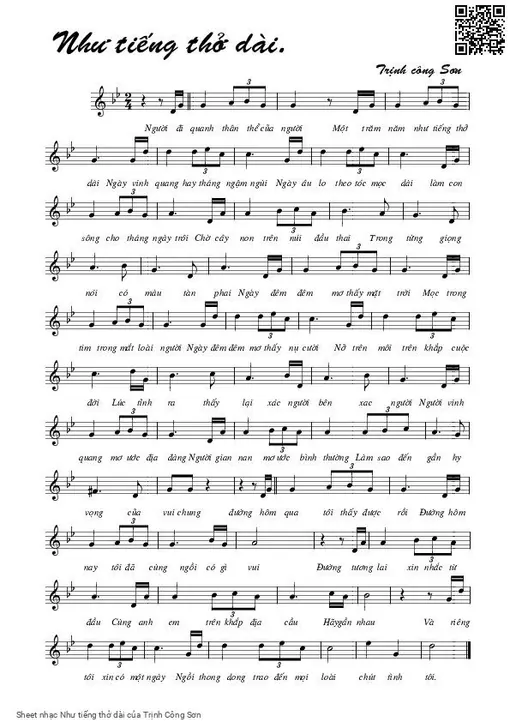 Sheet nhạc PDF bài Như tiếng thở dài