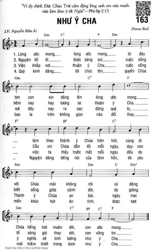 Sheet nhạc PDF bài Như ý Cha - Nhạc Ngoại