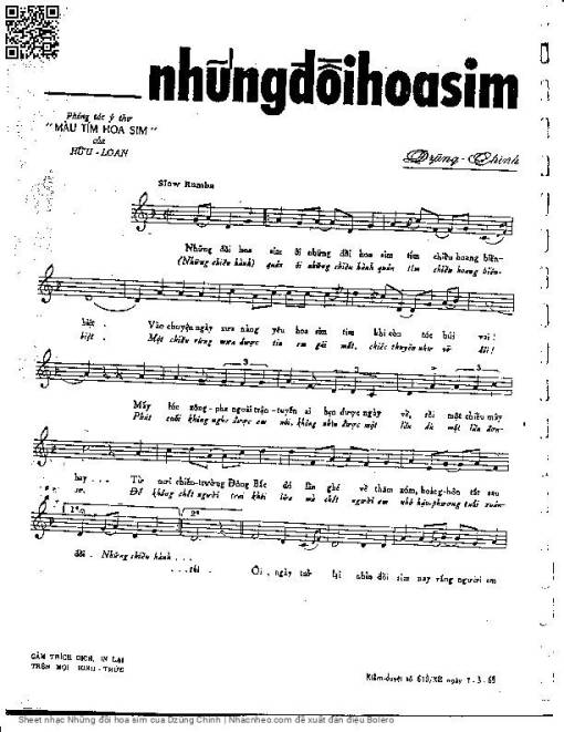 Sheet nhạc PDF bài Những đồi hoa sim