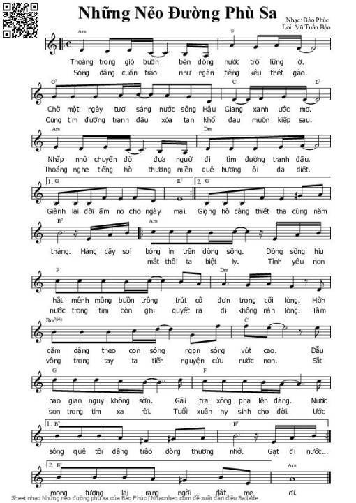 Sheet nhạc PDF bài Những nẻo đường phù sa