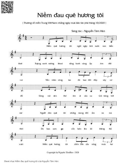 Sheet nhạc PDF bài Niềm đau quê hương tôi