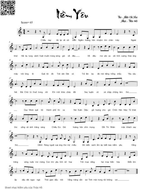 Sheet nhạc PDF bài Niềm yêu - Thảo Hồ
