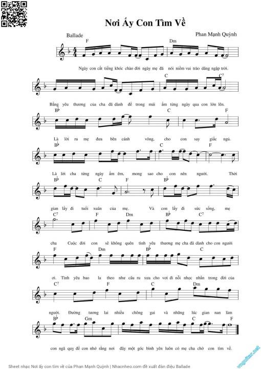 Sheet nhạc PDF bài Nơi ấy con tìm về