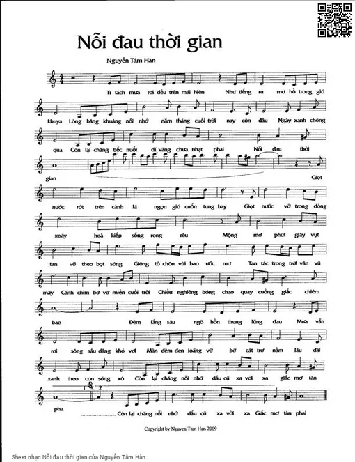 Sheet nhạc PDF bài Nỗi đau thời gian