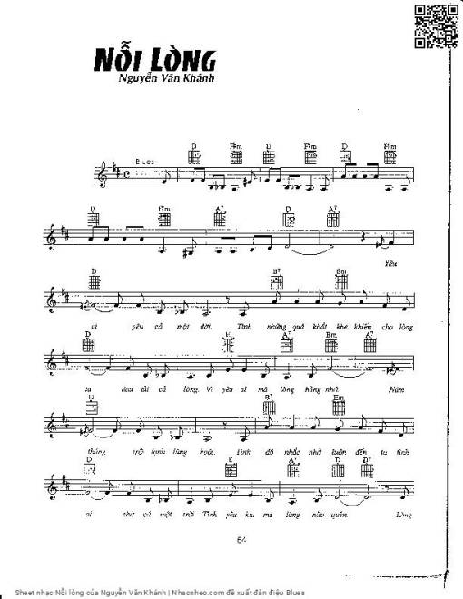 Sheet nhạc PDF bài Nỗi lòng - Nguyễn Văn Khánh