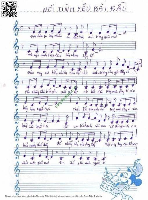 Sheet nhạc PDF bài Nơi tình yêu bắt đầu