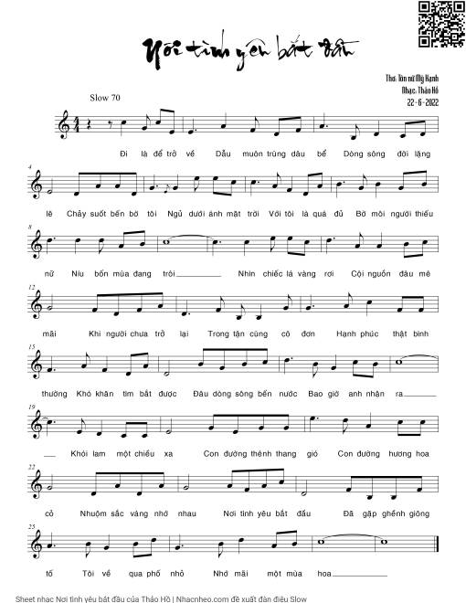 Sheet nhạc PDF bài Nơi tình yêu bắt đầu