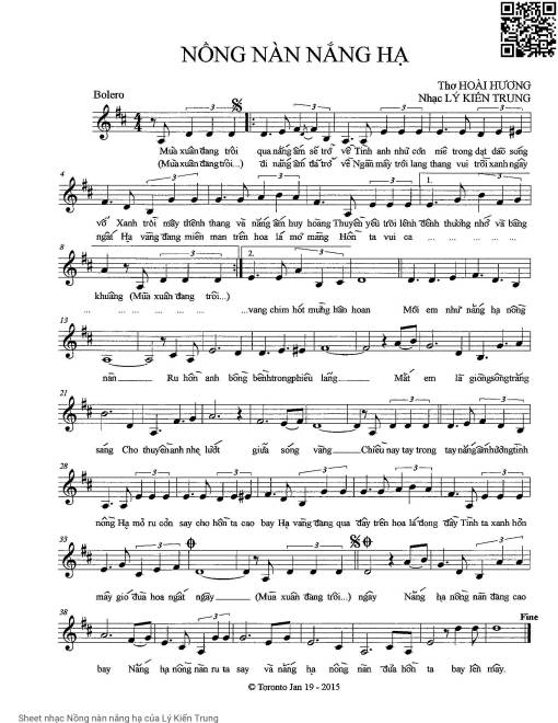 Sheet nhạc PDF bài Nồng nàn nắng hạ