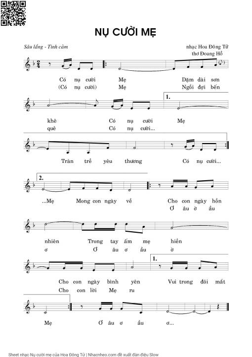 Sheet nhạc PDF bài Nụ cười mẹ