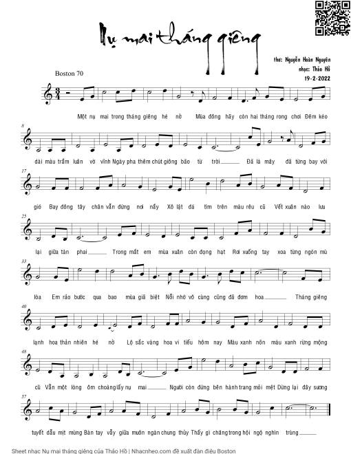 Sheet nhạc PDF bài Nụ mai tháng giêng