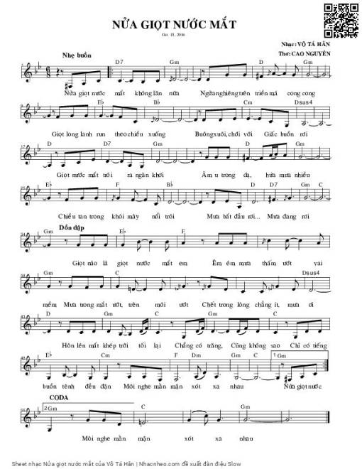 Sheet nhạc PDF bài Nửa giọt nước mắt