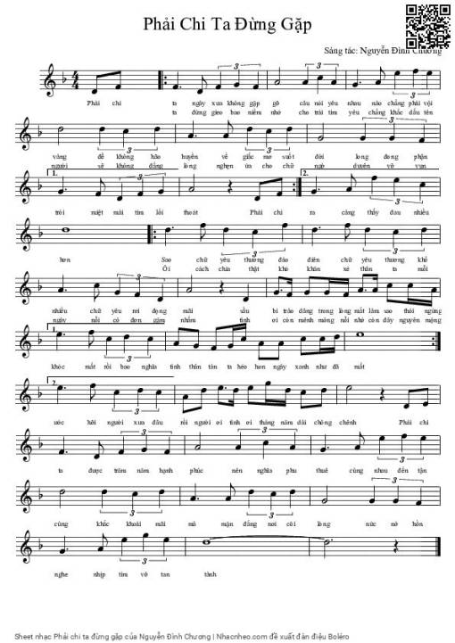 Sheet nhạc PDF bài Phải chi ta đừng gặp