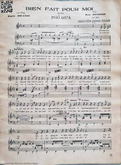 Sheet nhạc PDF bài Phố mưa - Nhạc Ngoại