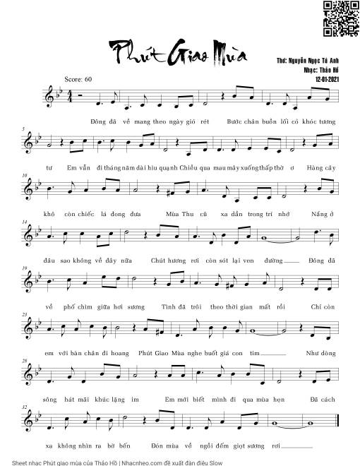 Sheet nhạc PDF bài Phút giao mùa