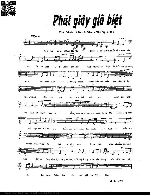 Sheet nhạc PDF bài Phút giây giã biệt