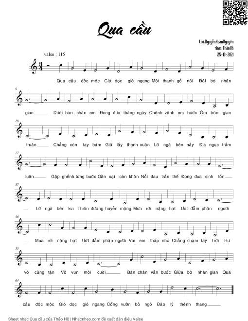 Sheet nhạc PDF bài Qua cầu - Thảo Hồ