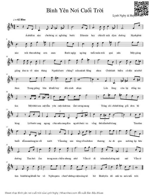 Sheet nhạc PDF bài Bình yên nơi cuối trời