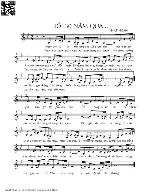 Sheet nhạc PDF bài Rồi ba mươi năm qua