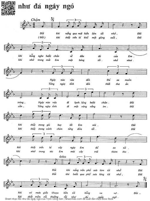 Sheet nhạc PDF bài Rồi như đá ngây ngô