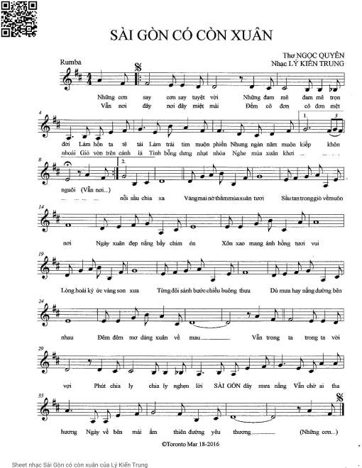 Sheet nhạc PDF bài Sài Gòn có còn xuân
