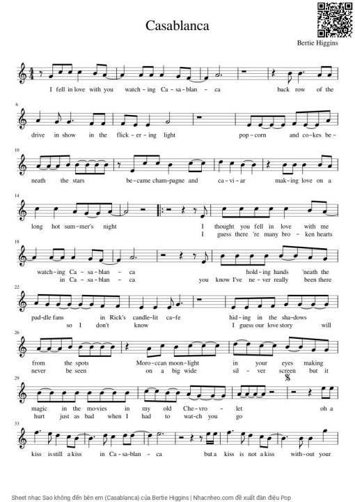 Sheet nhạc PDF bài Sao không đến bên em (Casablanca)