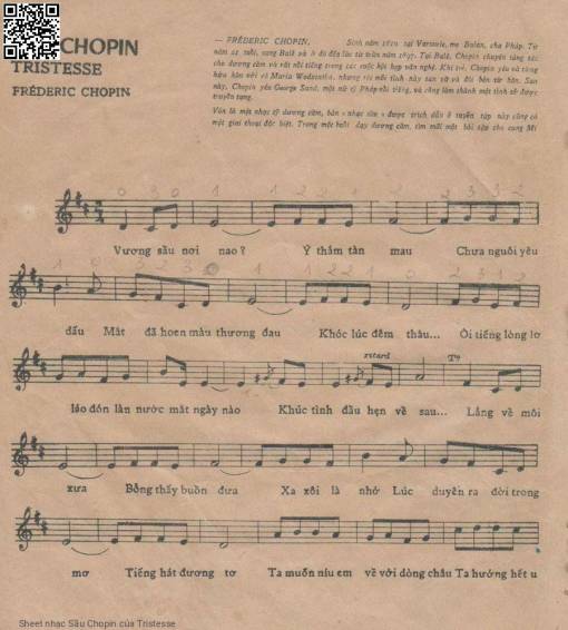 Sheet nhạc PDF bài Sầu Chopin - Tristesse