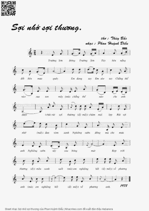 Sheet nhạc PDF bài Sợi nhớ sợi thương