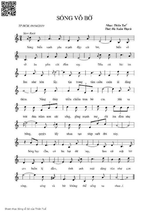 Sheet nhạc PDF bài Sóng vỗ bờ