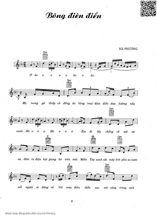 Sheet nhạc PDF bài Bông điên điển