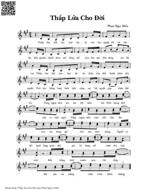 Sheet nhạc PDF bài Thắp lửa cho đời
