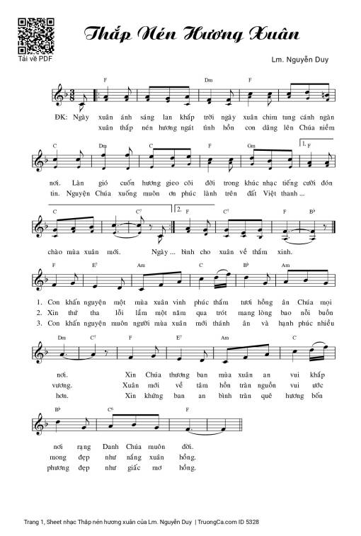 Sheet nhạc PDF bài Thắp nén hương xuân