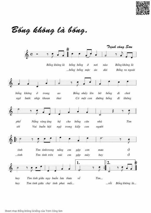 Sheet nhạc PDF bài Bống không là bống