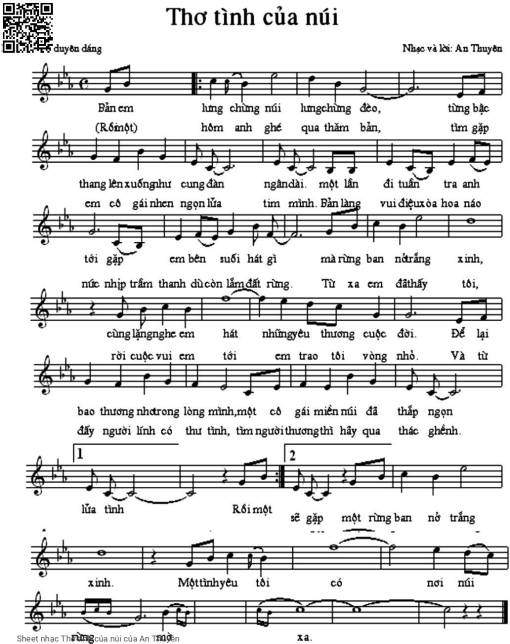 Sheet nhạc PDF bài Thơ tình của núi