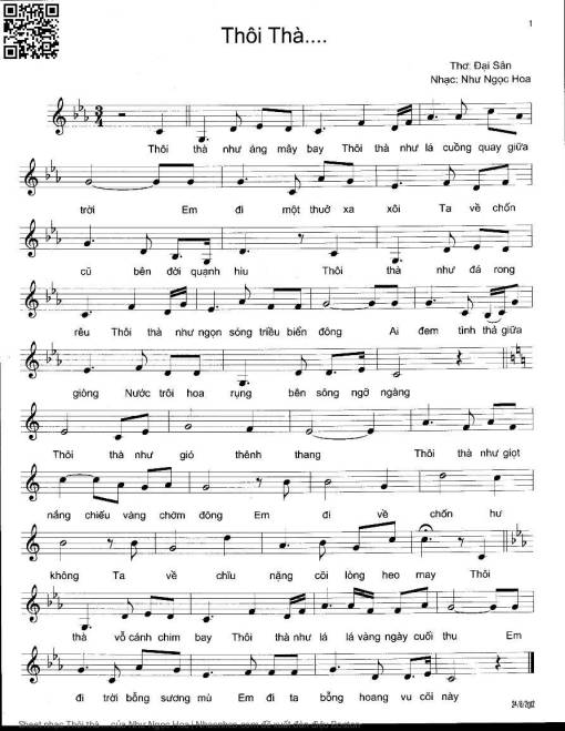 Sheet nhạc PDF bài Thôi thà ... - Như Ngọc Hoa