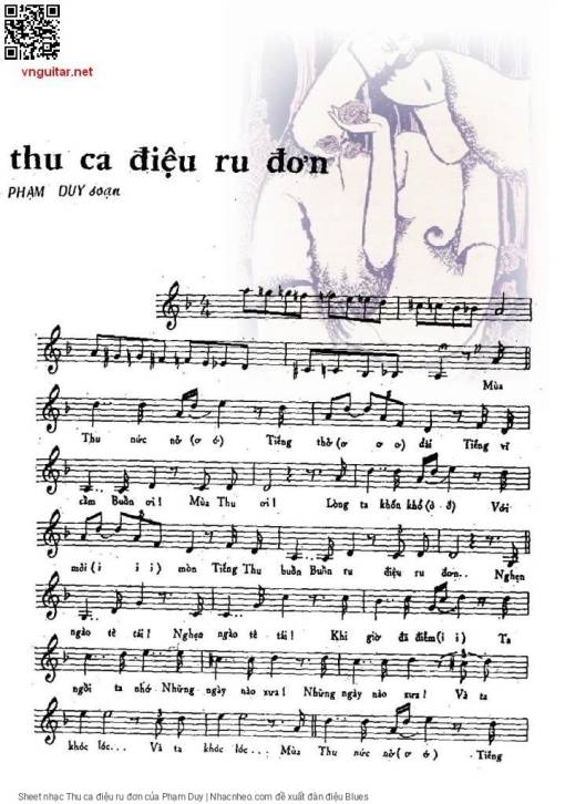 Sheet nhạc PDF bài Thu ca điệu ru đơn