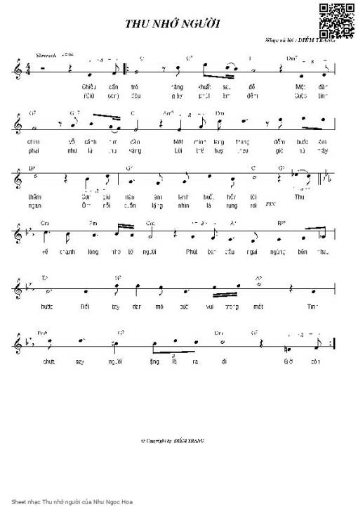 Sheet nhạc PDF bài Thu nhớ người
