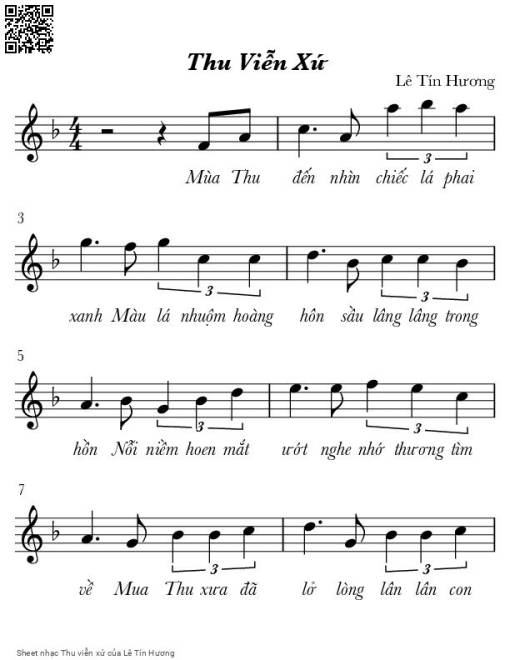 Sheet nhạc PDF bài Thu viễn xứ