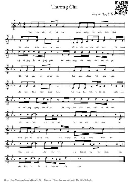 Sheet nhạc PDF bài Thương cha - Nguyễn Đình Chương