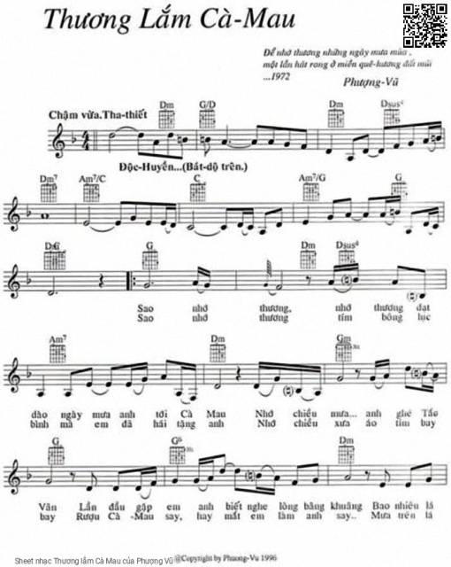 Sheet nhạc PDF bài Thương lắm Cà Mau