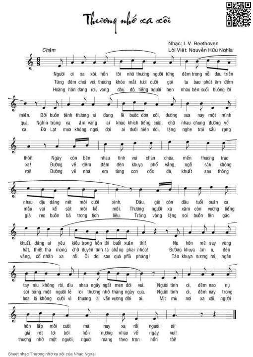 Sheet nhạc PDF bài Thương nhớ xa xôi