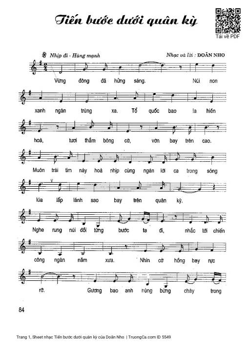 Sheet nhạc PDF bài Tiến bước dưới quân kỳ