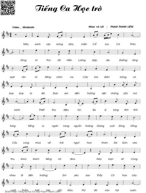 Sheet nhạc PDF bài Tiếng ca học trò