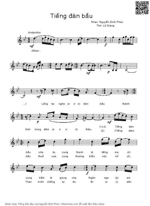 Sheet nhạc PDF bài Tiếng đàn bầu