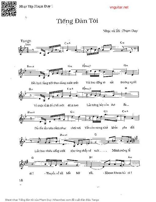 Sheet nhạc PDF bài Tiếng đàn tôi
