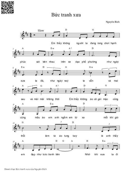 Sheet nhạc PDF bài Bức tranh xưa
