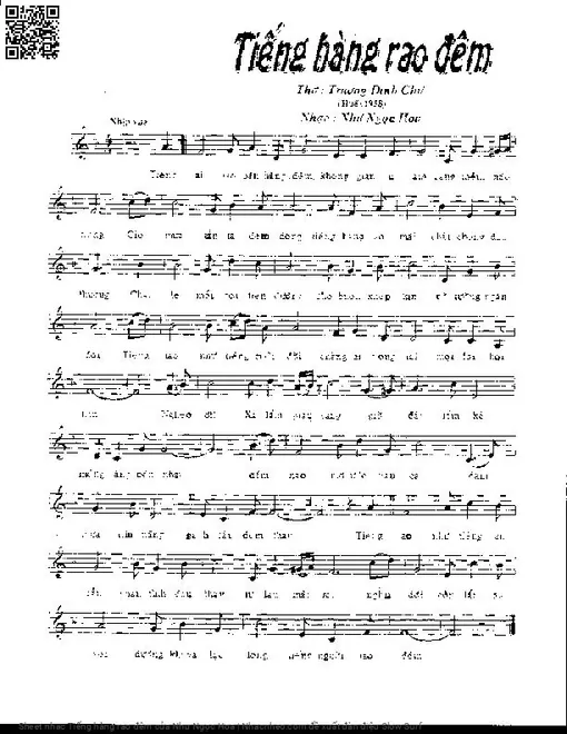 Sheet nhạc PDF bài Tiếng hàng rao đêm