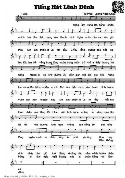 Sheet nhạc PDF bài Tiếng hát lênh đênh